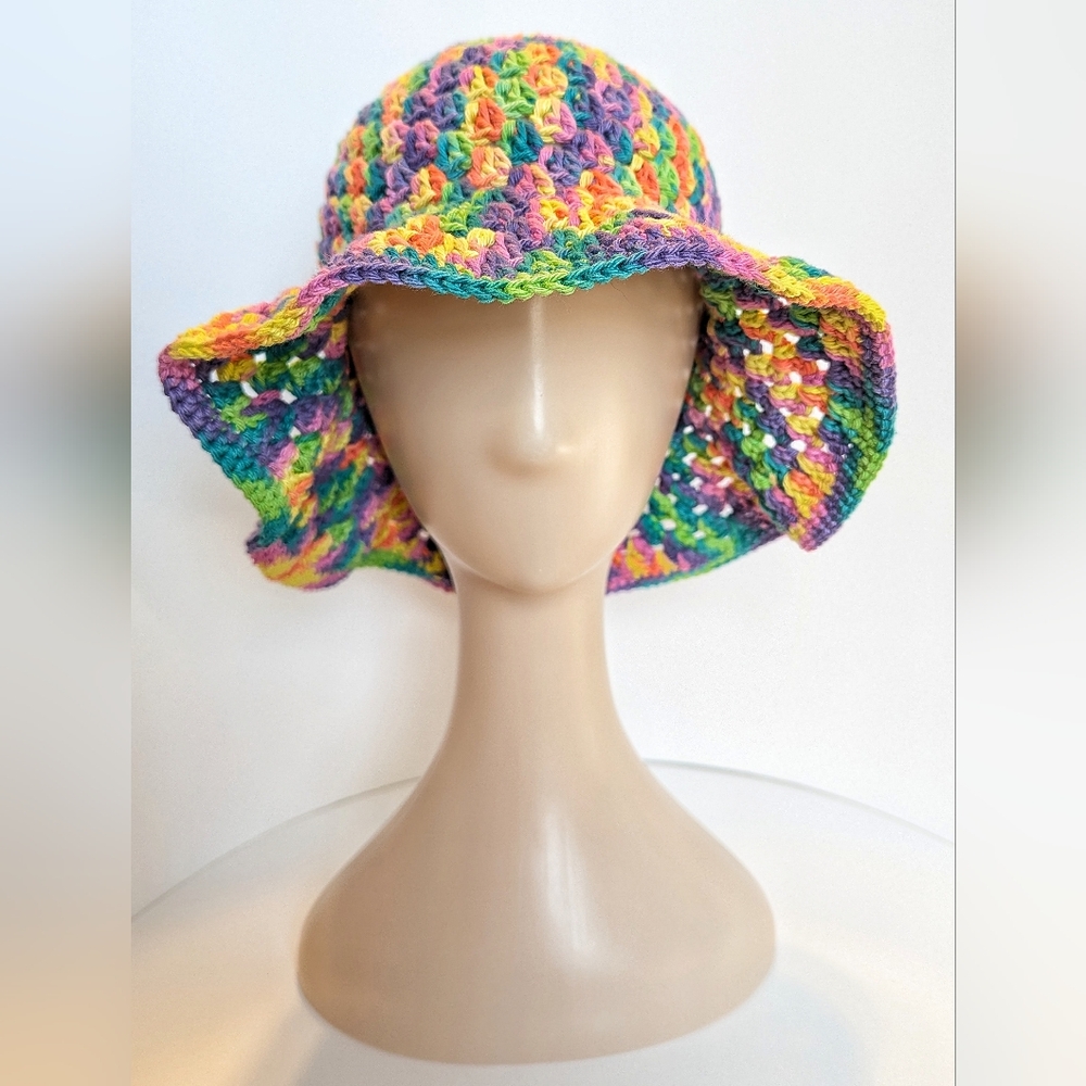 NEW, Crochet sunny bucket hat, 100% cotton, handmade
